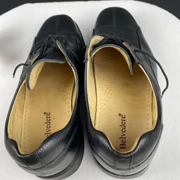 Belvedere Studio Bay Bridge Black Leather Derby Shoes Size 13  EEE,Dress Shoes