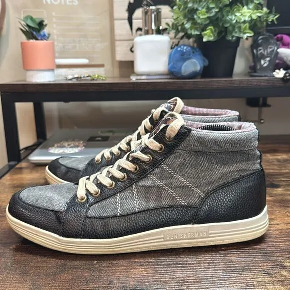 Ben Sherman &quot;Knox Mid Top&quot; Black/Gray Shoes. size 10