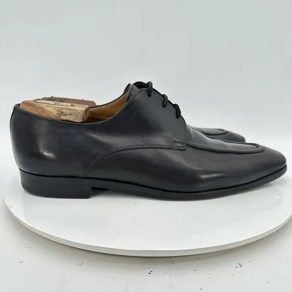 Berluti Men Size 8.5 Black Leather Moc Toe Lace Up Derby Dress Shoes