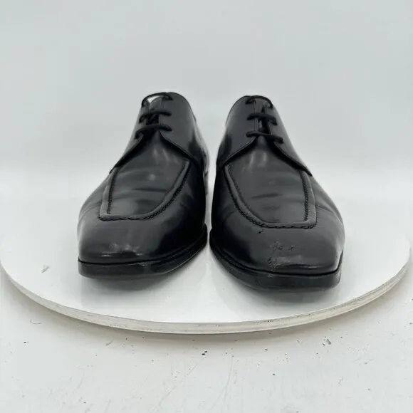 Berluti Men Size 8.5 Black Leather Moc Toe Lace Up Derby Dress Shoes