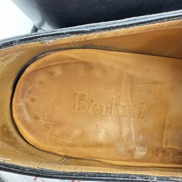 Berluti Men Size 8.5 Black Leather Moc Toe Lace Up Derby Dress Shoes