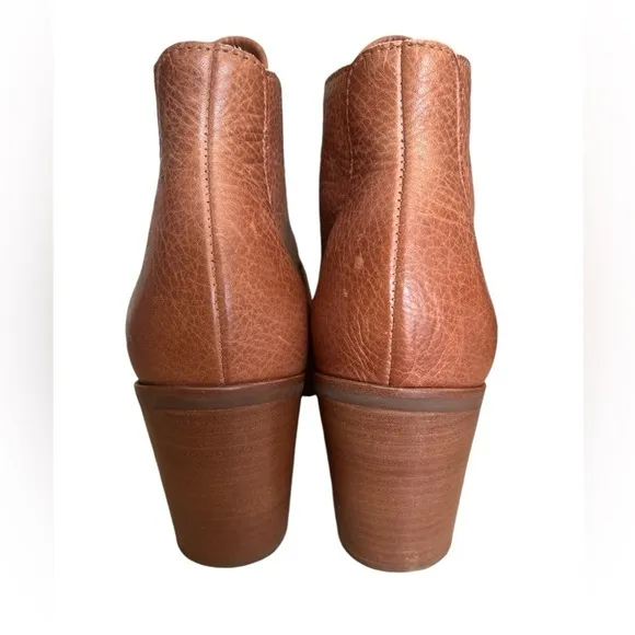 Bernardo Felicity Brown Leather Block Heel Boho Ankle Boots Booties - 7.5