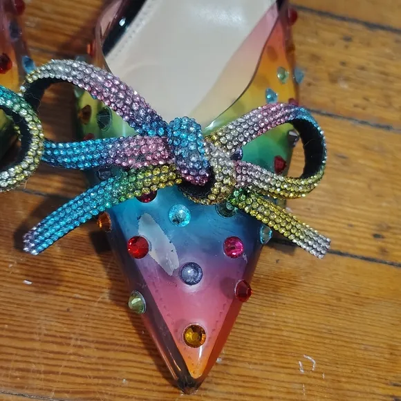 Betsey Johnson &quot;Deede&quot; Rainbow Pumps Sparkly Stiletto Heels Women's 7.5 Shoes