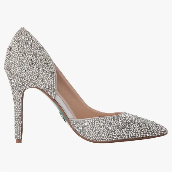 Betsey Johnson Blue Women's Pump, Silver Satin
