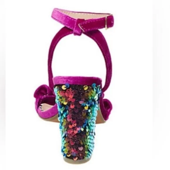 Betsey Johnson Iliana Magenta Velvet Sequin Heel Size 8 1/2