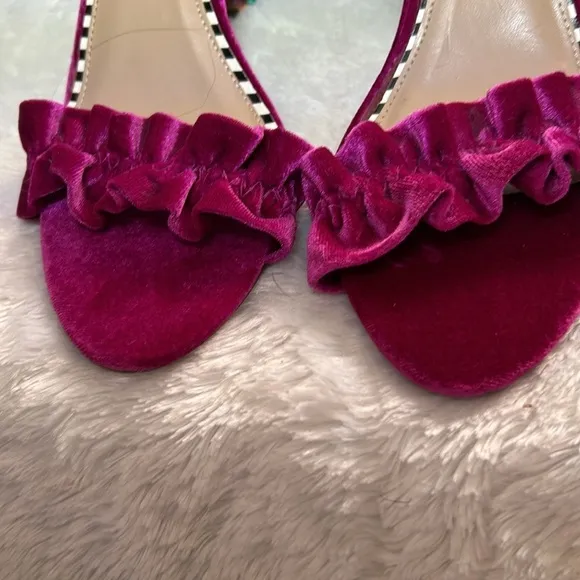 Betsey Johnson Iliana Magenta Velvet Sequin Heel Size 8 1/2