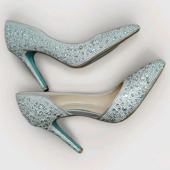 BETSEY JOHNSON SB HAZIL Rhinestone Stiletto Pumps SIZE 8.5 Excellent Condition