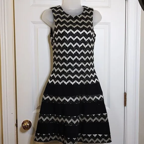 Betsy &amp; Adam Metallic Striped Fit and Flare Party Dress Size 6