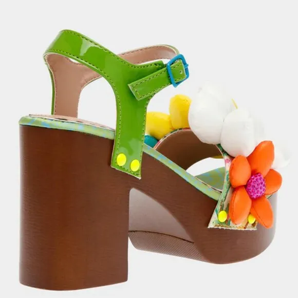 Betsy Johnson Kinslee Platform Sandals - Green Multi - Size 7.5 - NEW