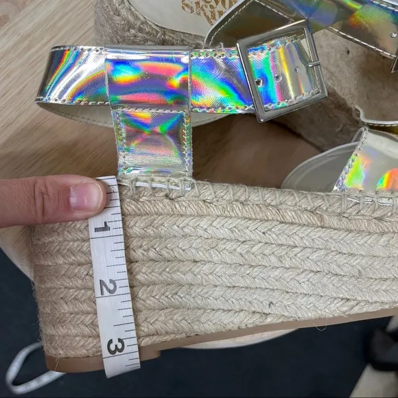 Beyond Skin silver iridescent platform espadrille sandals