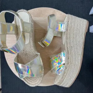 Beyond Skin silver iridescent platform espadrille sandals