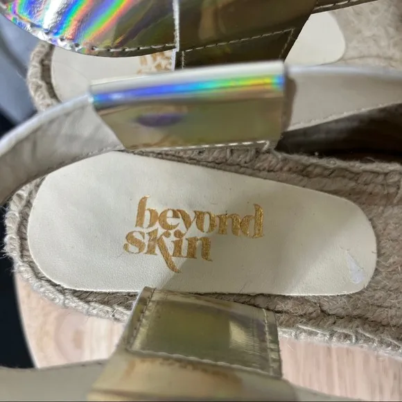 Beyond Skin silver iridescent platform espadrille sandals