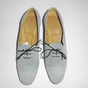 Billy Reid Blue Suede Handmade Lace up Oxford Boots Shoes Booties Block heel 9.5