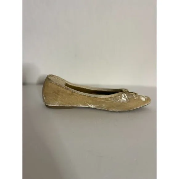 Birdies 9 Donqun Velvet Ballet Flats Champagne Beige Shoes Pointed Toe Preppy