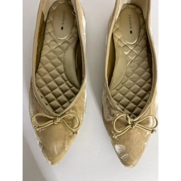Birdies 9 Donqun Velvet Ballet Flats Champagne Beige Shoes Pointed Toe Preppy