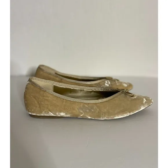 Birdies 9 Donqun Velvet Ballet Flats Champagne Beige Shoes Pointed Toe Preppy