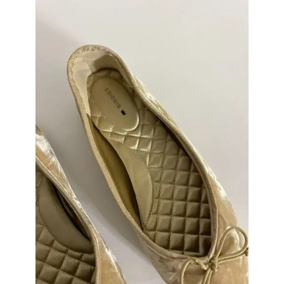 Birdies 9 Donqun Velvet Ballet Flats Champagne Beige Shoes Pointed Toe Preppy