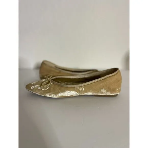 Birdies 9 Donqun Velvet Ballet Flats Champagne Beige Shoes Pointed Toe Preppy