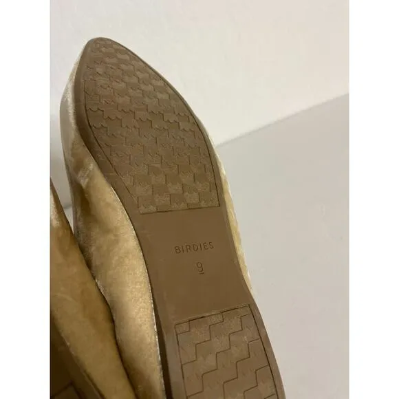 Birdies 9 Donqun Velvet Ballet Flats Champagne Beige Shoes Pointed Toe Preppy