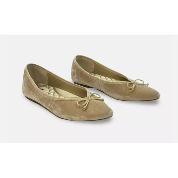 Birdies 9 Donqun Velvet Ballet Flats Champagne Beige Shoes Pointed Toe Preppy