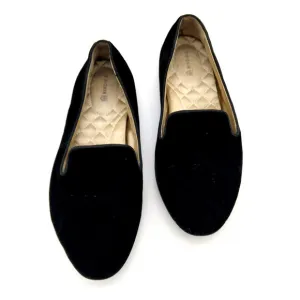 Birdies The Starling Black Velvet Loafers Flats Size 7 Slip On Smoking Shoes