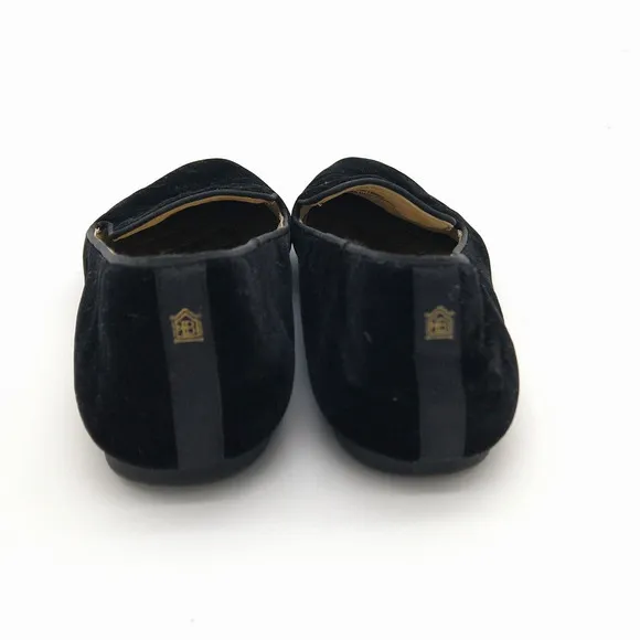 Birdies The Starling Black Velvet Loafers Flats Size 7 Slip On Smoking Shoes