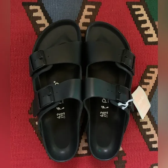 Birkenstock Arizona Papillo Platform leather black sandals, Size 42/11W narrow.