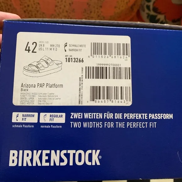 Birkenstock Arizona Papillo Platform leather black sandals, Size 42/11W narrow.