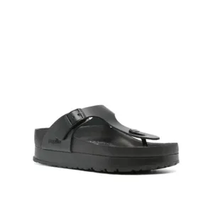 Birkenstock Gizeh Papillio Black leathered platform sandals 38=7