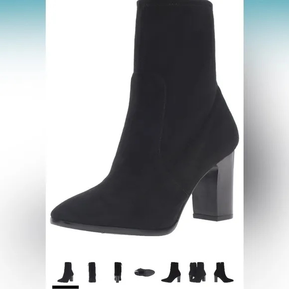 Black ankle suede black heel boots