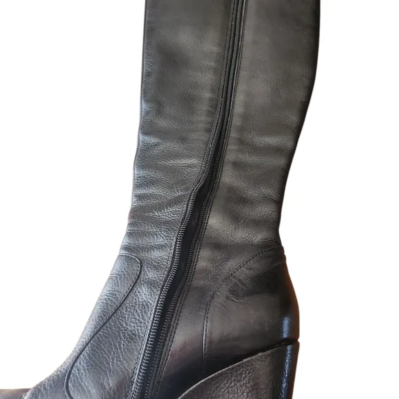 Black Leather Wedge Boots