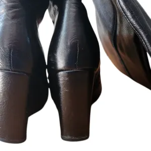 Black Leather Wedge Boots