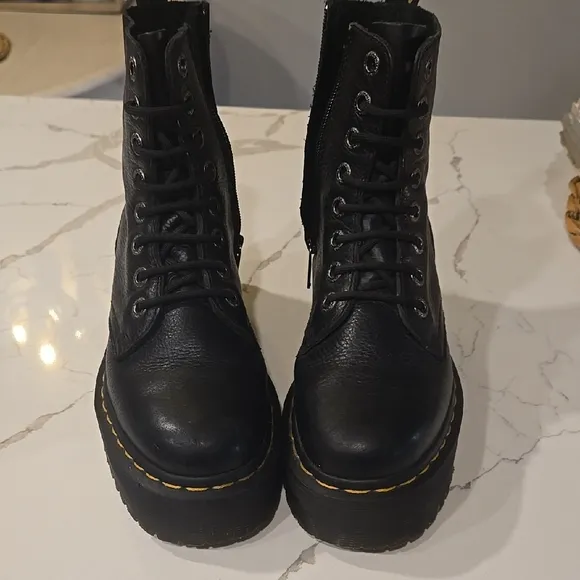 Black Pisa Leather Jadon Platform Boots
