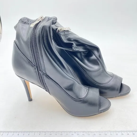 Black Women Dressy Peep Toe High Heel Ankle Boots Stiletto Side Zipper Shoes