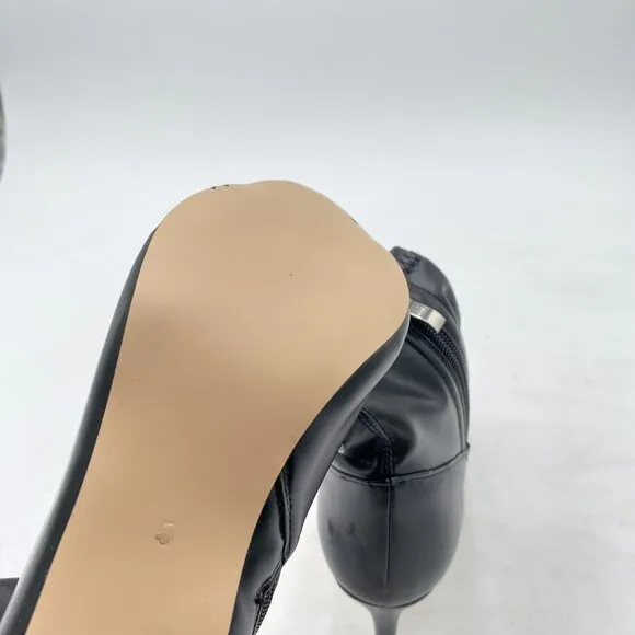 Black Women Dressy Peep Toe High Heel Ankle Boots Stiletto Side Zipper Shoes