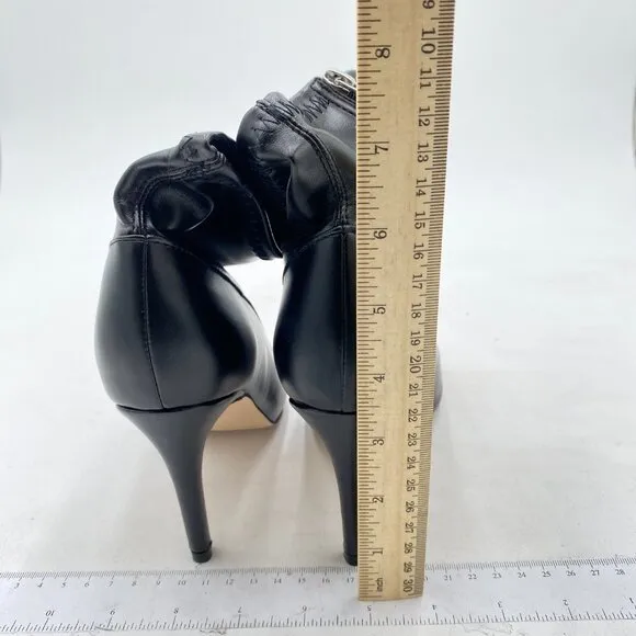 Black Women Dressy Peep Toe High Heel Ankle Boots Stiletto Side Zipper Shoes