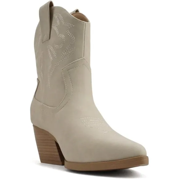 Blazing Ankle Boot Women Cream Pointe Toe  Low Heel