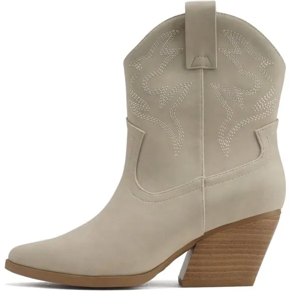 Blazing Ankle Boot Women Cream Pointe Toe  Low Heel