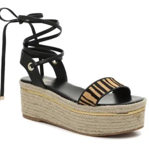 BLEEKER &amp; BOND | Odette Animal Platform Espadrille Ankle tie sandals women’s 7
