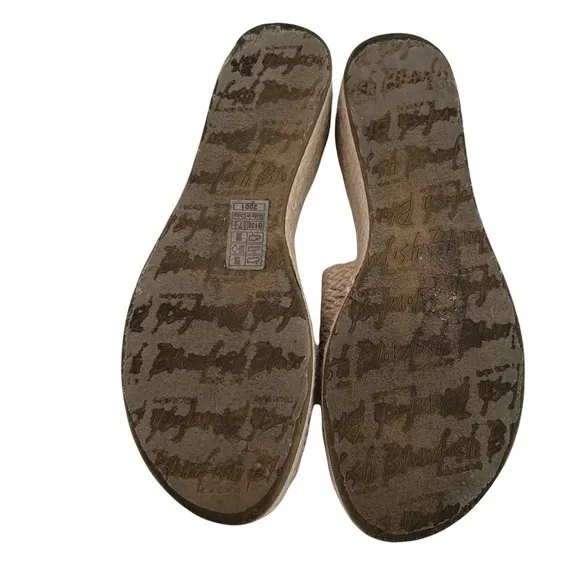 Blowfish Tan Platform Espadrille Slide Sandals Size 7 1/2 Women’s