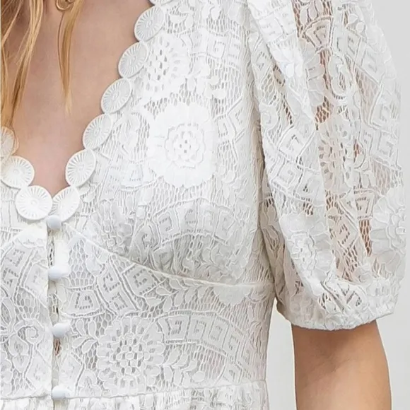 BLU PEPPER Women's Button Down Ivory Lace Midi Dress SIZE SMALL used once only