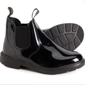 Blundstone Red Low-Heel Chelsea shiny black patent leather boot. 2255. 3, 4