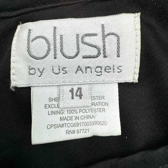 BLUSH BY US ANGELS Girls Dress Size 14 Black Blue Stars Full Sequins Shiny Party