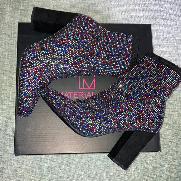 BNIB Material Girl Multi-color bling sock booties