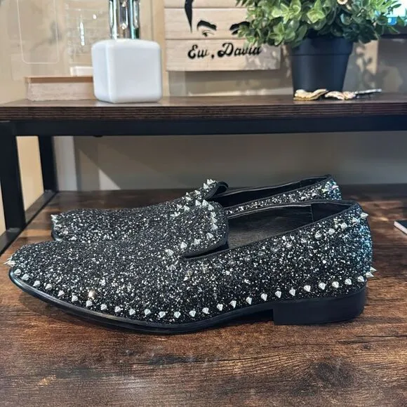 Boland Keats Black glitter Studded dress shoes size 10