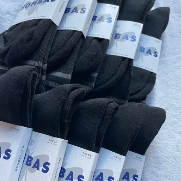 Bombas Socks Bundle x 10 pairs Large Half Calf style - Black UNISEX MENS NEW NWT