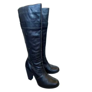 Born BOC Woman 8.5 Tall Leather Platform Riding Boots Round Toe Block Heel Black