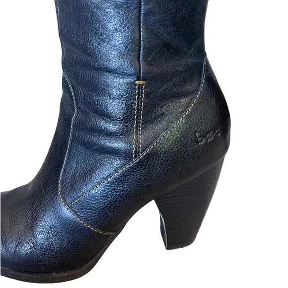 Born BOC Woman 8.5 Tall Leather Platform Riding Boots Round Toe Block Heel Black