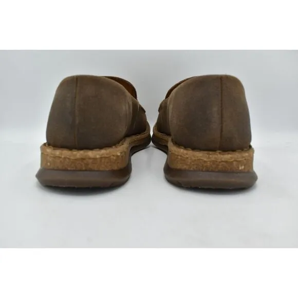 Born Mens Size 8 Baylor Taupe Distressed Suede Slip On Loafers Shoes
