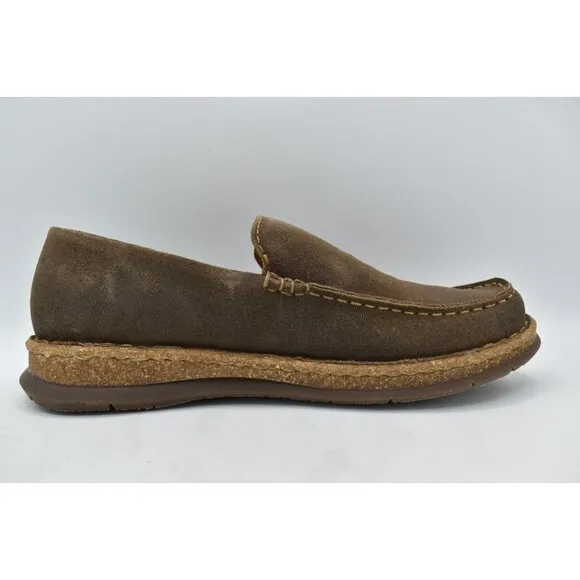 Born Mens Size 8 Baylor Taupe Distressed Suede Slip On Loafers Shoes